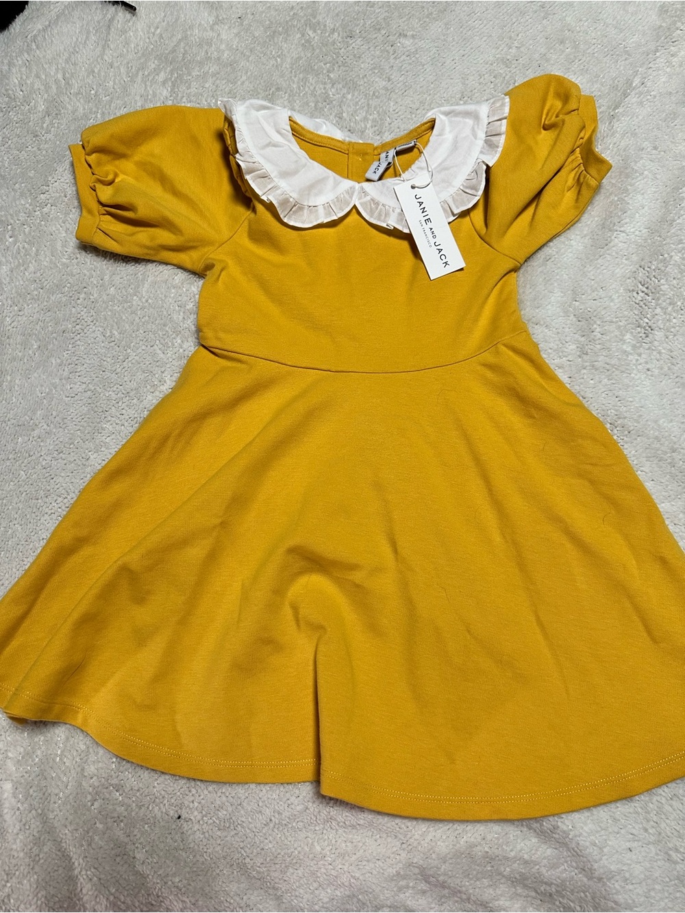 Janie and Jack Mustard Yellow Dress with White Ruffle Collar